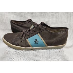 Original Penguin Half Court Sneakers Men’s 13 – Brown Leather w/ Blue Trim